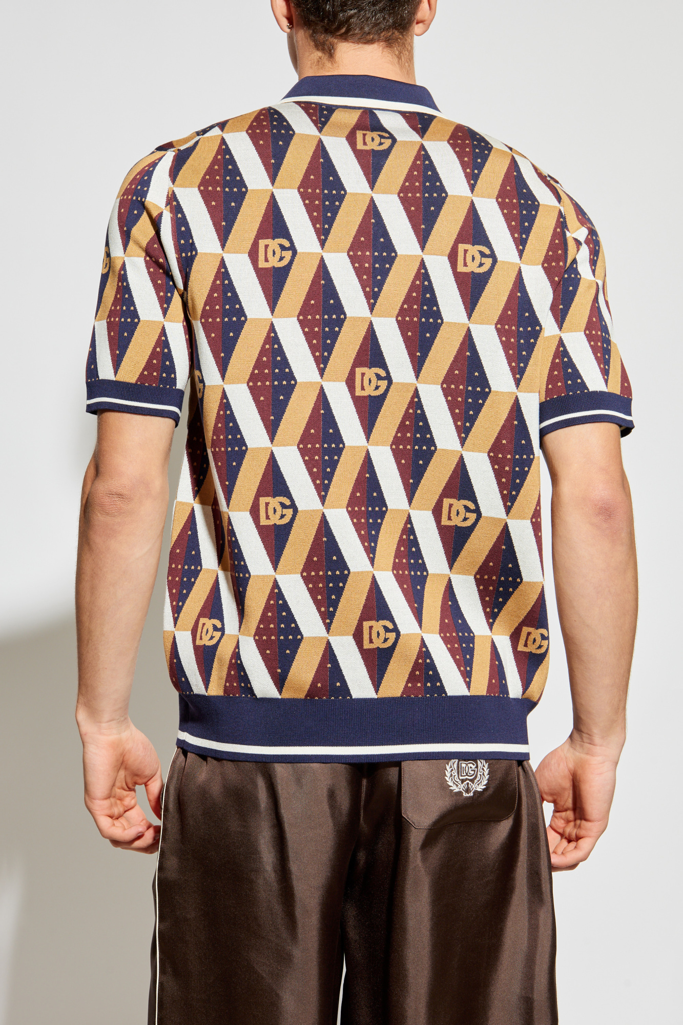 Multicolour Silk polo shirt with monogram Dolce & Gabbana